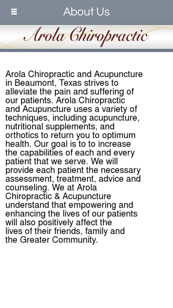 Arola Chiropractic SETX Senior doctor